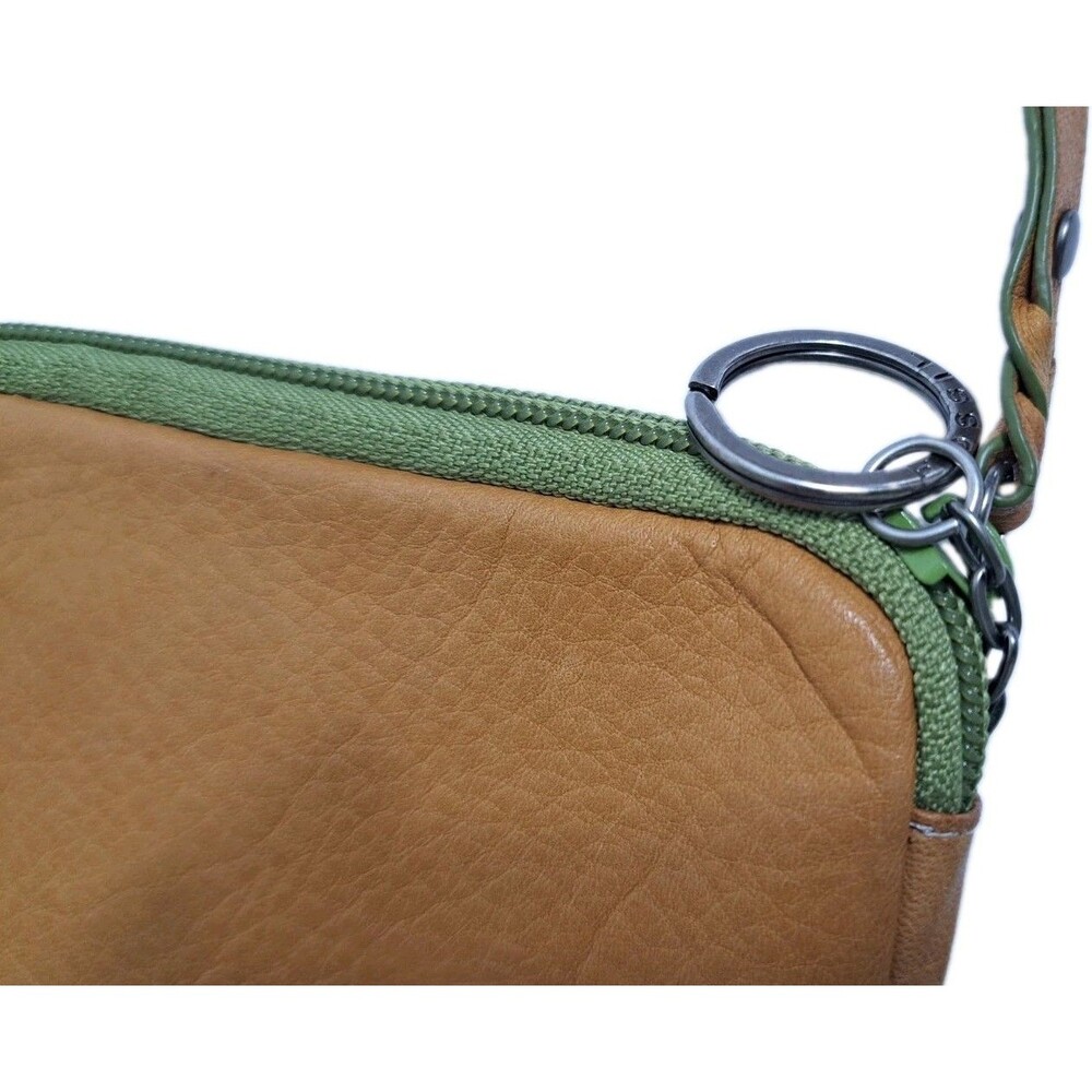 Fossil Leather Key Chain Coin Purse Credit Card Holder Brown Zipper Pouch - Picture 4 of 7